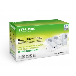 AV500 Powerline Adapter with AC Pass Through 3-Pack Network Kit TL-PA4010P TKIT